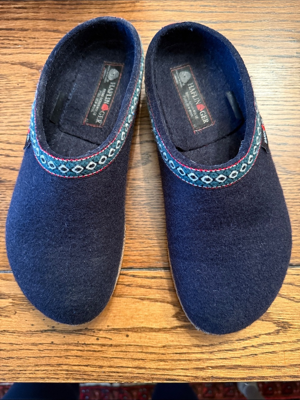 Haflinger Wool Clogs 40 Navy Felt Cork Sole German Comfort Shoes